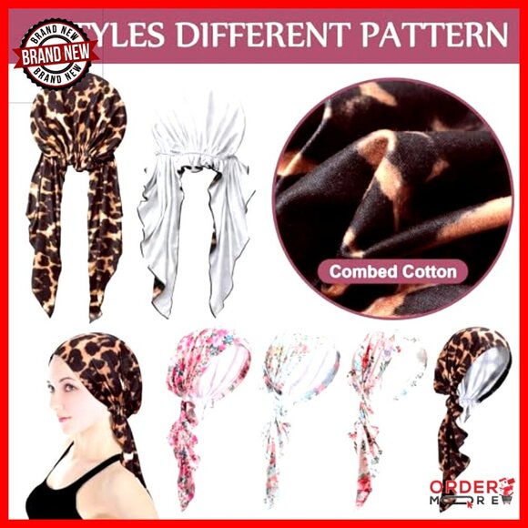4 Pack Pre Tied Chemo Headwear Cotton Turbans for Women Patients